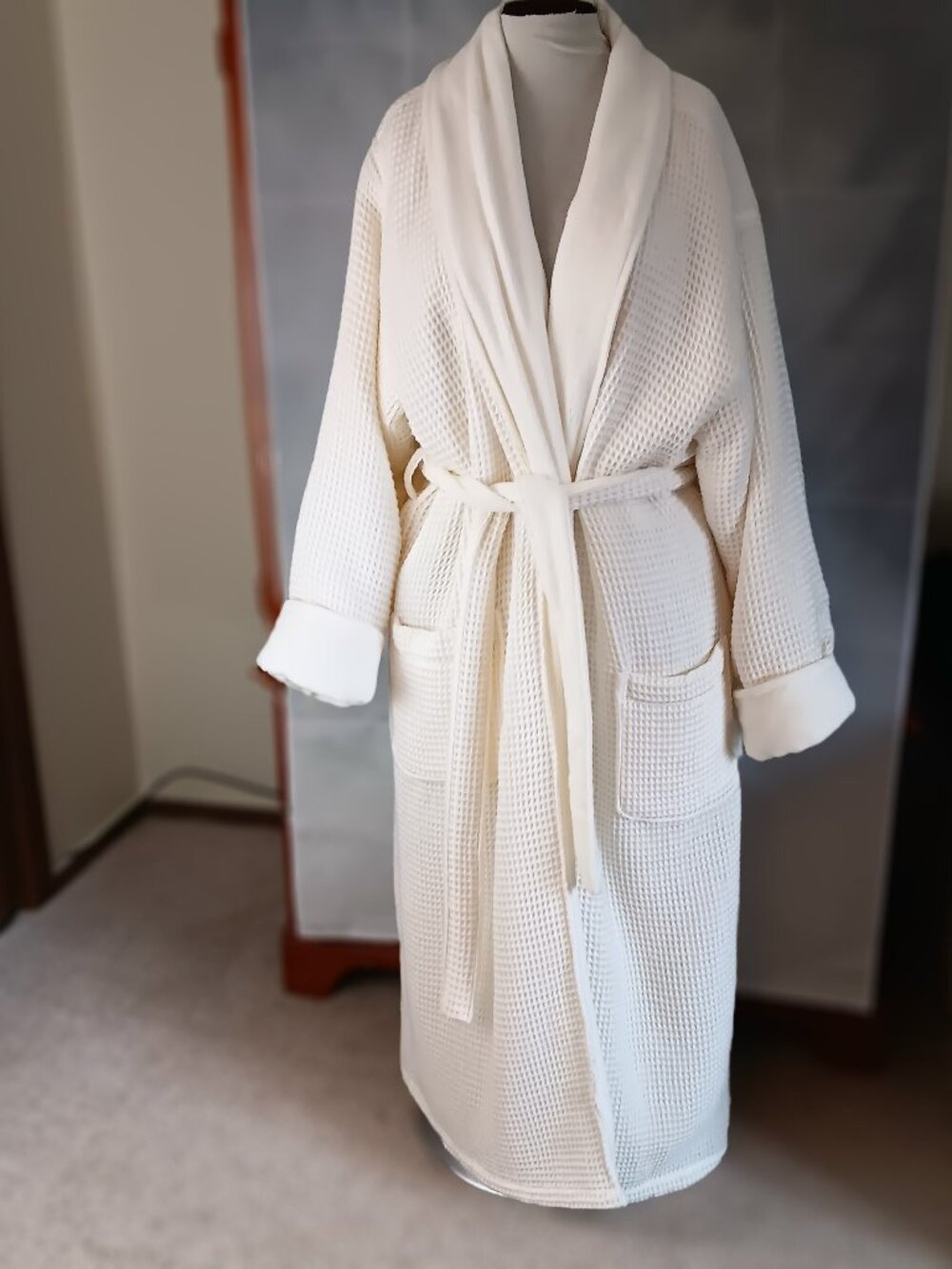 West Elm Spa Robe XL Organic Waffle Weave Luxury Unisex